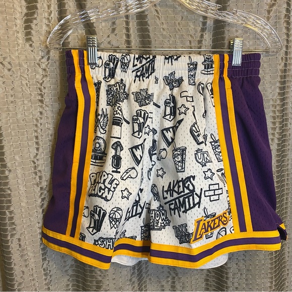 🏀Mitchell & Ness O’Neal LA Lakers NBA Doodle Jersey Short Set Med Retails $225 - Picture 7 of 16